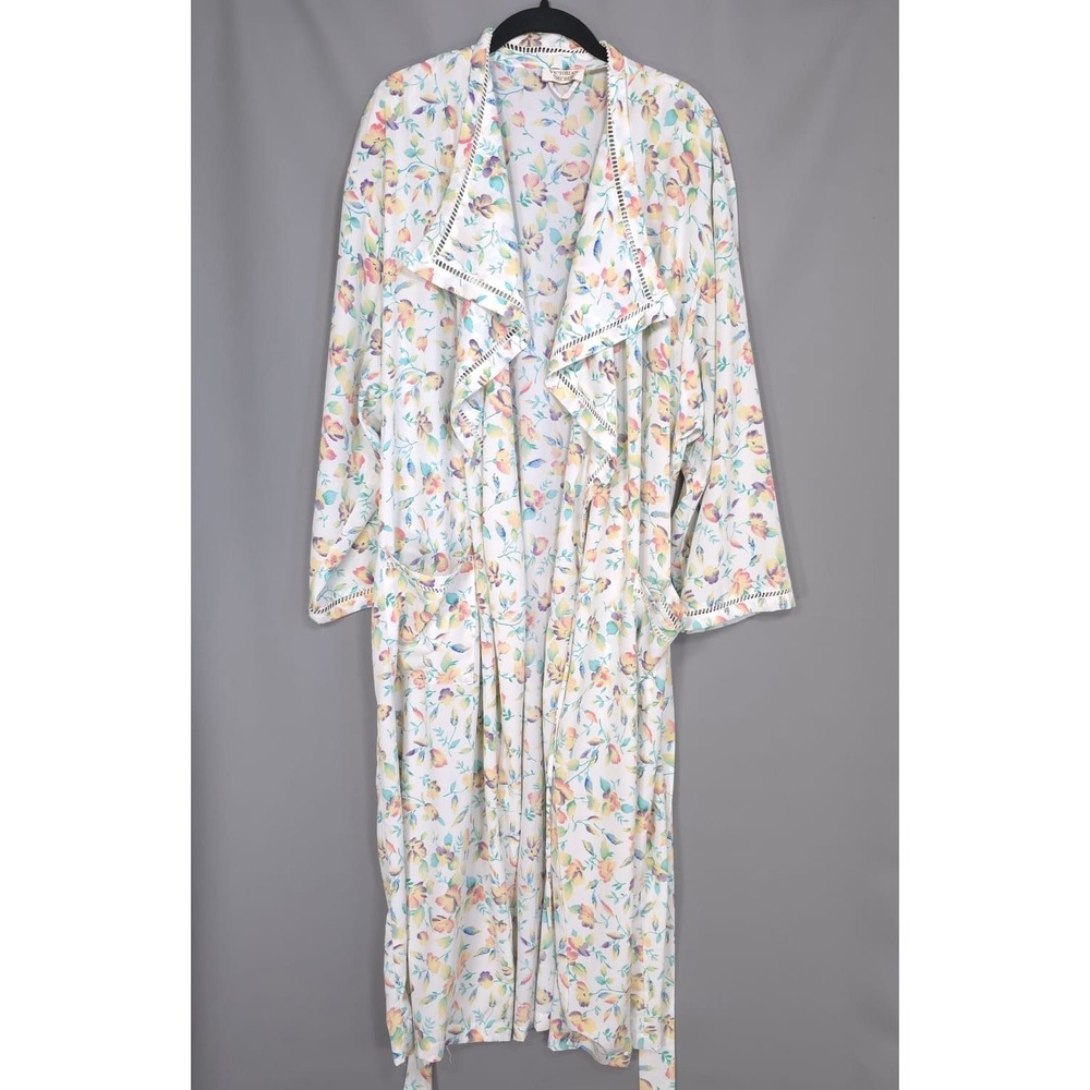 VICTORIA'S SECRET Vintage Floral Wrap Robe Long Sleeve Belted Maxi M/L Hong Kong - Picture 8 of 11